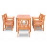 Malibu Eco-friendly 7-piece Outdoor Hardwood Dining Set with Rectangle Table and Arm Chairs - Front