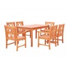 Malibu Eco-friendly 7-piece Outdoor Hardwood Dining Set with Rectangle Table and Arm Chairs