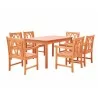 Malibu Eco-friendly 7-piece Outdoor Hardwood Dining Set with Rectangle Table and Arm Chairs - Malibu Eco-friendly 7-piece Outdoor Hardwood Dining Set with Rectangle Table and Arm Chairs
