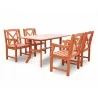 Malibu Eco-friendly 5-piece Outdoor Hardwood Dining Set with Rectangle Table and Arm Chairs - Malibu Eco-friendly 5-piece Outdoor Hardwood Dining Set with Rectangle Table and Arm Chairs
