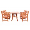 Malibu Eco-friendly 5-piece Outdoor Hardwood Dining Set with Rectangle Table and Arm Chairs