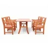 Malibu Eco-friendly 5-piece Outdoor Hardwood Dining Set with Rectangle Table and Arm Chairs - Front - Malibu Eco-friendly 5-piece Outdoor Hardwood Dining Set with Rectangle Table and Arm Chairs - Front