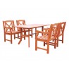 Malibu Eco-friendly 5-piece Outdoor Hardwood Dining Set with Rectangle Table and Arm Chairs - Angled