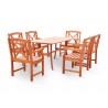 Malibu Eco-friendly 7-piece Outdoor Hardwood Dining Set with Rectangle Table and Arm Chairs - Angled