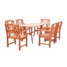 Malibu Eco-friendly 7-piece Outdoor Hardwood Dining Set with Rectangle Table and Arm Chairs