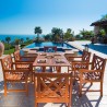 Malibu Outdoor 7-piece Wood Patio Dining Set with Curvy Leg Table - Lifestyle