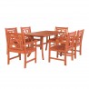 Malibu Outdoor 7-piece Wood Patio Curvy Legs Table Dining Set - White BG