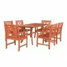 Malibu Outdoor 7-piece Wood Patio Curvy Legs Table Dining Set - White BG - Malibu Outdoor 7-piece Wood Patio Curvy Legs Table Dining Set - White BG
