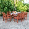 Malibu Outdoor 7-piece Wood Patio Curvy Legs Table Dining Set - Lifestyle