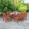 Malibu Outdoor 7-piece Wood Patio Curvy Legs Table Dining Set - Lifestyle - Malibu Outdoor 7-piece Wood Patio Curvy Legs Table Dining Set - Lifestyle
