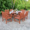 Malibu Outdoor 3-piece Wood Patio Extendable Table Dining Set - Lifestyle