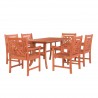 Malibu Outdoor 7-piece Wood Patio Dining Set with Extension Table & Stacking Chairs - White BG