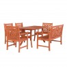 Vifah Malibu Outdoor 6-piece Wood Patio Curvy Legs Table Dining Set - White BG