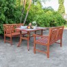 Vifah Malibu Outdoor 6-piece Wood Patio Curvy Legs Table Dining Set - Lifestyle
