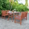 Vifah Malibu Outdoor 6-piece Wood Patio Curvy Legs Table Dining Set - Lifestyle - Vifah Malibu Outdoor 6-piece Wood Patio Curvy Legs Table Dining Set - Lifestyle