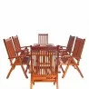 Malibu Outdoor 7-piece Wood Patio Dining Set with Curvy Leg Table & Reclining Chairs - White BG - Malibu Outdoor 7-piece Wood Patio Dining Set with Curvy Leg Table & Reclining Chairs - White BG