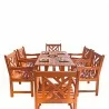 Malibu Outdoor 7-piece Wood Patio Dining Set with Curvy Leg Table - White BG - Malibu Outdoor 7-piece Wood Patio Dining Set with Curvy Leg Table - White BG