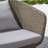 Grayton Rustic All-Weather Patio Wood and Wicker Arm Chairin Mocha - Lifestyle - Arm Close-Up