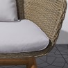 Grayton Rustic All-Weather Patio Wood and Wicker Arm Chairin Mocha - Lifestyle - Seat Close-Up