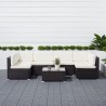 Venice 6-piece Classic Outdoor Wicker Sectional Sofa in Black with Seat and Back Cushion - Front View