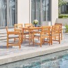 Vifah Waimea Honey 7-Piece Slatted Eucalyptus Wood Patio Dining Set with Cushion, Frontview