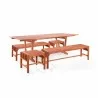 Malibu Outdoor 5-piece Wood Patio Dining Set with Extension Table With Backless Benches & Chairs - White BG - Malibu Outdoor 5-piece Wood Patio Dining Set with Extension Table With Backless Benches & Chairs - White BG