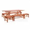 Vifah Malibu Outdoor 7-piece Wood Patio Dining Set with Extension Table - Backless benches & Chairs - White BG - Vifah Malibu Outdoor 7-piece Wood Patio Dining Set with Extension Table - Backless benches & Chairs - White BG