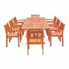 Malibu Outdoor 9-piece Wood Patio Dining Set with Extension Table & Stacking Chairs - White BG - Malibu Outdoor 9-piece Wood Patio Dining Set with Extension Table & Stacking Chairs - White BG