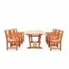 Malibu Eco-friendly 7-piece Outdoor Hardwood Dining Set with Rectangle Extention Table and Arm Chairs - Front - Malibu Eco-friendly 7-piece Outdoor Hardwood Dining Set with Rectangle Extention Table and Arm Chairs - Front