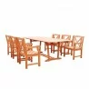 Malibu Eco-friendly 7-piece Outdoor Hardwood Dining Set with Rectangle Extention Table and Arm Chairs - Malibu Eco-friendly 7-piece Outdoor Hardwood Dining Set with Rectangle Extention Table and Arm Chairs