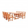 Malibu Eco-friendly 7-piece Outdoor Hardwood Dining Set with Rectangle Extention Table and Arm Chairs - Angled