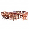 Malibu Outdoor 9-piece Wood Patio Dining Set with Extension Table - White bG