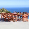 Malibu Outdoor 9-piece Wood Patio Dining Set with Extension Table - Lifestyle