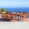 Malibu Outdoor 9-piece Wood Patio Dining Set with Extension Table - Lifestyle - Malibu Outdoor 9-piece Wood Patio Dining Set with Extension Table - Lifestyle