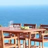 Malibu Outdoor 7-piece Wood Patio Dining Set with Extension Table - Lifestyle Close-Up - Malibu Outdoor 7-piece Wood Patio Dining Set with Extension Table - Lifestyle Close-Up