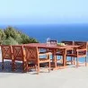 Malibu Outdoor 7-piece Wood Patio Dining Set with Extension Table - Lifestyle - Malibu Outdoor 7-piece Wood Patio Dining Set with Extension Table - Lifestyle