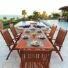  Malibu Outdoor 7-piece Wood Patio Dining Set with Extension Table & Reclining Chairs - Lifestyle -  Malibu Outdoor 7-piece Wood Patio Dining Set with Extension Table & Reclining Chairs - Lifestyle
