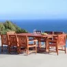 Malibu Outdoor 9-piece Wood Patio Dining Set with Extension Table - Lifestyle - Malibu Outdoor 9-piece Wood Patio Dining Set with Extension Table - Lifestyle
