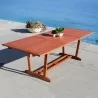 Malibu Outdoor Wood Patio With Extension Table - Table Extended - Malibu Outdoor Wood Patio With Extension Table - Table Extended
