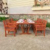 Malibu Outdoor 7-piece Wood Patio Extendable Table Dining Set - Lifestyle - Side Angle