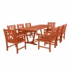 Malibu Outdoor 9-piece Wood Patio Extendable Table Dining Set - White BG