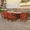 Malibu Outdoor 9-piece Wood Patio Extendable Table Dining Set - Lifestyle 1