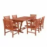 Malibu Outdoor 7-piece Wood Patio Extendable Table Dining Set - White BG - Malibu Outdoor 7-piece Wood Patio Extendable Table Dining Set - White BG