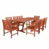 Vifah Malibu Outdoor 9-piece Wood Patio Extendable Table Dining Set - White BG - Vifah Malibu Outdoor 9-piece Wood Patio Extendable Table Dining Set - White BG