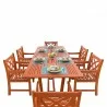 Malibu Outdoor 7-piece Wood Patio Dining Set with Extension Table - White BG - Malibu Outdoor 7-piece Wood Patio Dining Set with Extension Table - White BG