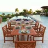 Malibu Outdoor 7-piece Wood Patio Dining Set with Extension Table - Lifestyle - Malibu Outdoor 7-piece Wood Patio Dining Set with Extension Table - Lifestyle
