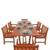 Malibu Outdoor 7-piece Wood Patio Dining Set with Extension Table - White BG - Malibu Outdoor 7-piece Wood Patio Dining Set with Extension Table - White BG