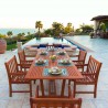 Malibu Outdoor 7-piece Wood Patio Dining Set with Extension Table - Lifestyle