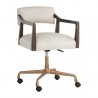 Sunpan Keagan Office Chair in Saloon Light Grey Leather - Front Side Angle