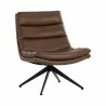Sunpan Keller Swivel Lounge Chair Missouri Mahogany Leather - Front Side Angle - Sunpan Keller Swivel Lounge Chair Missouri Mahogany Leather - Front Side Angle